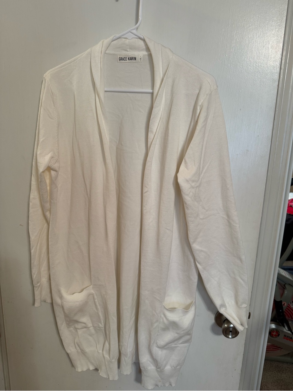 Grace Karin Women's Cream Open-Front long Cardigan Sweater